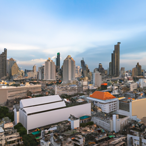 נוף פנורמי של הנוף העירוני ההומה של בנגקוק